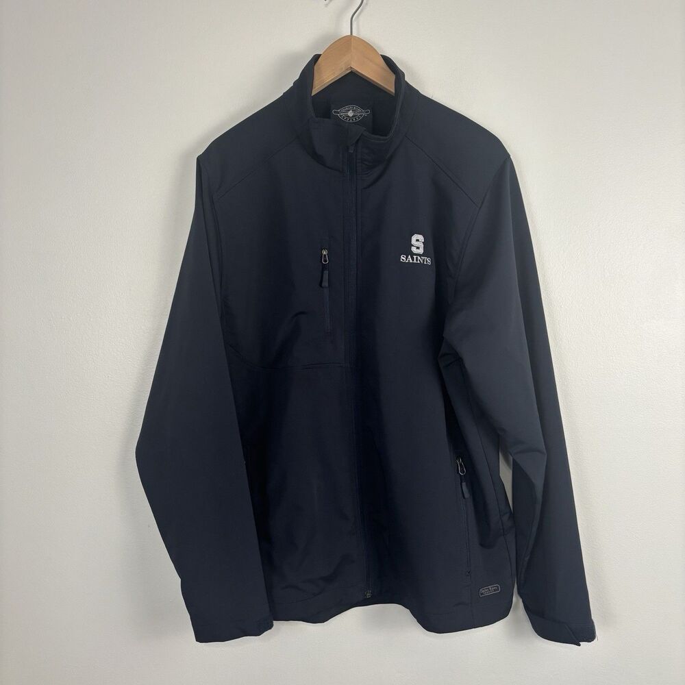 Saints Charles River Soft Shell Jacket Zip up Black Mens Large Black Embroidered